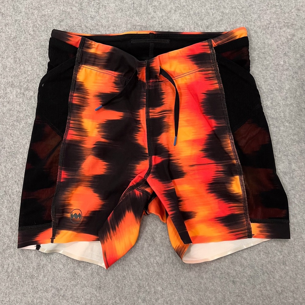Janji Womens 3.5 Trail Short XS Orange Black Tie Dye Run Everywhere Athletic